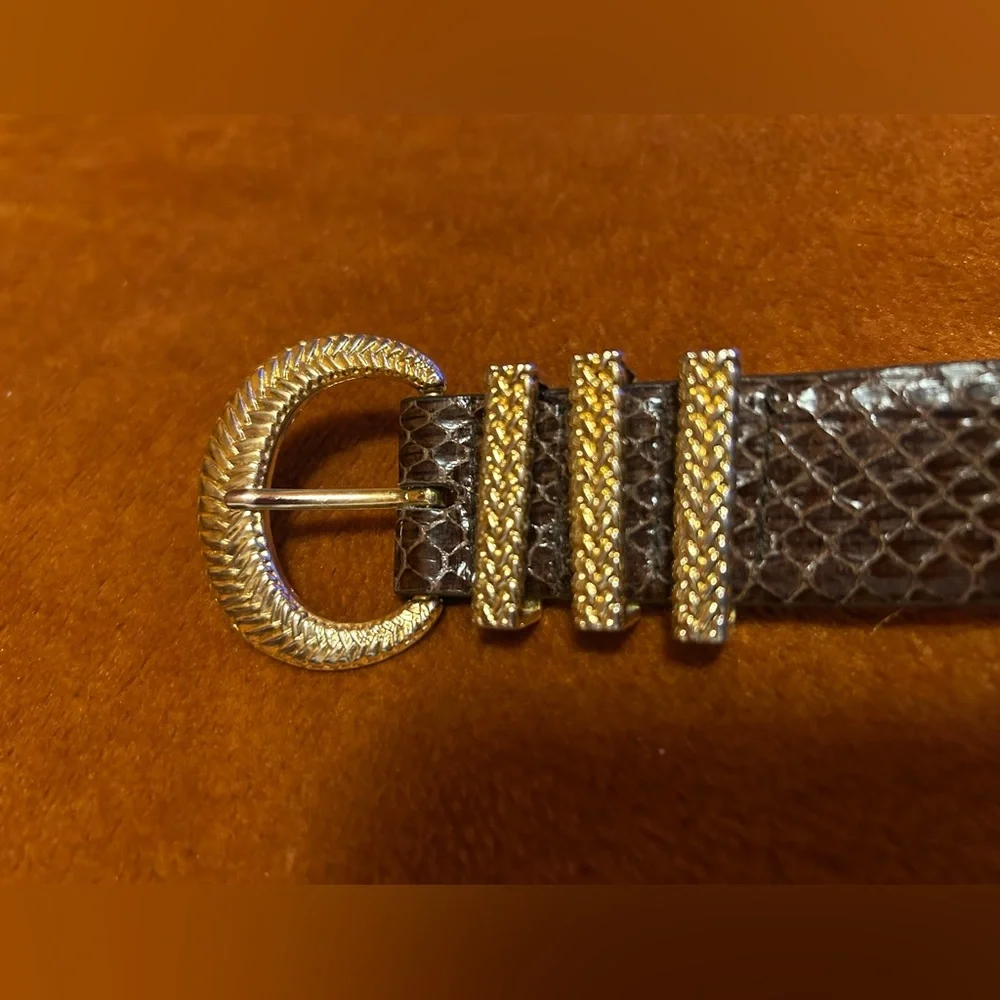 Vintage Arrivanto Genuine Snakeskin Brown Women's Belt size M